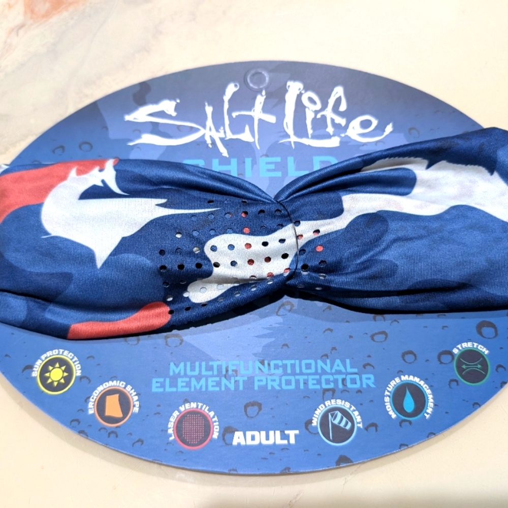 New Salt Life Blue and Red Multifunctional headband/shield